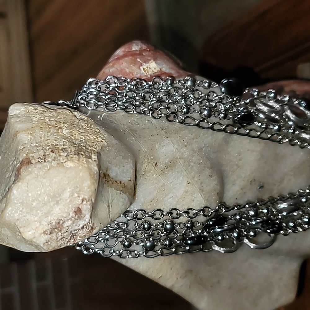 Statement Multi-Strand Silver Necklace - image 7